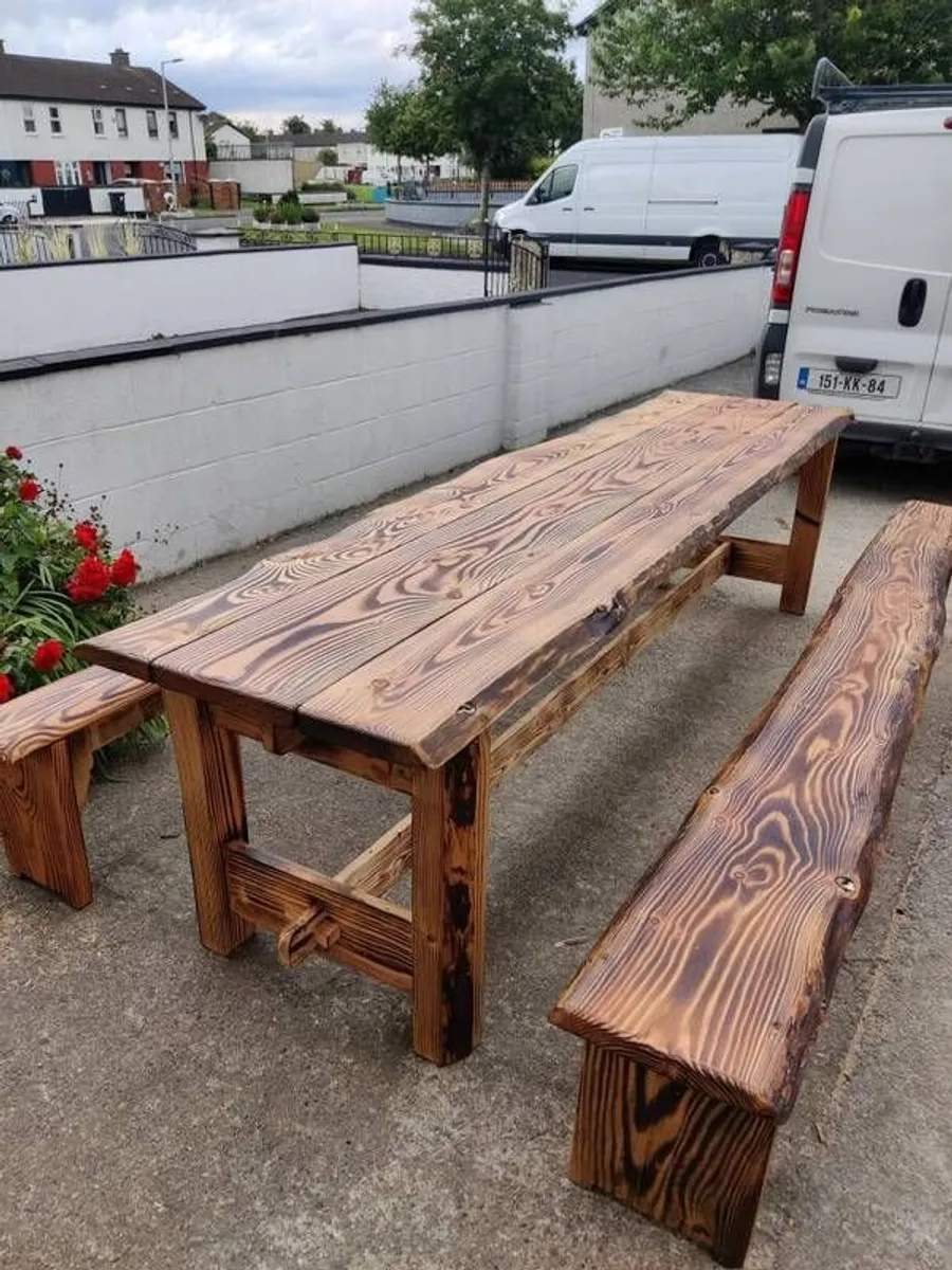 garden table and benches - Image 2