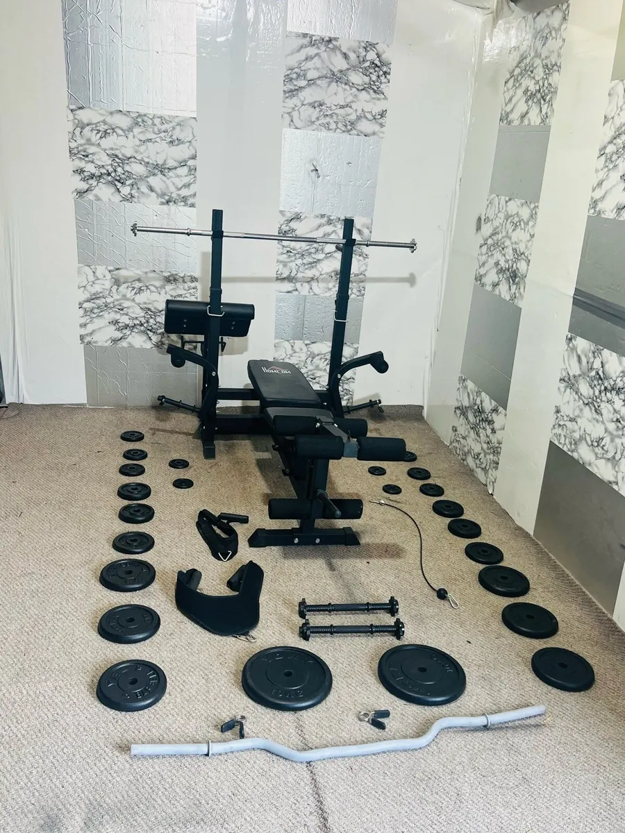 HOMECOM BENCH STEEL WEIGHTS BARBELL DUMBBELLS - Image 2