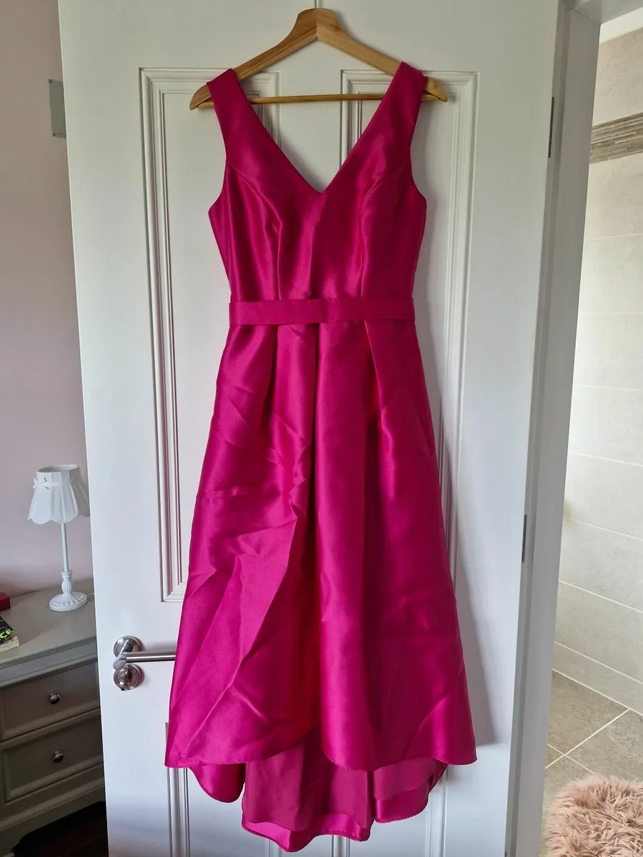 Cerise Pink Satin Dress - Image 2