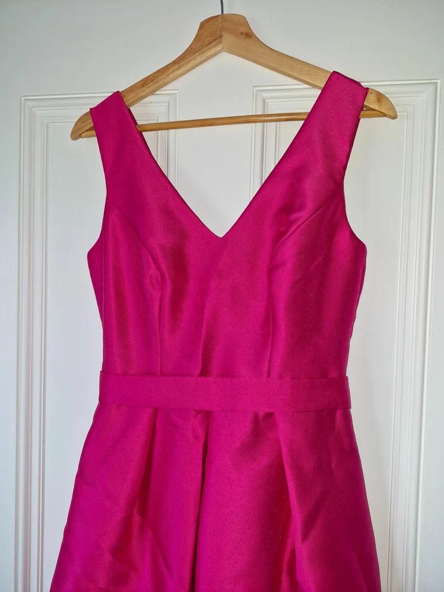 Cerise Pink Satin Dress - Image 4