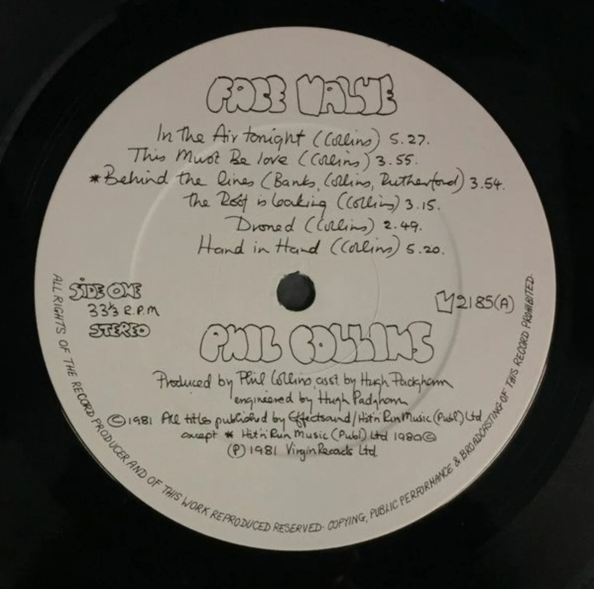 Face Value Phil Collins LP - Image 4