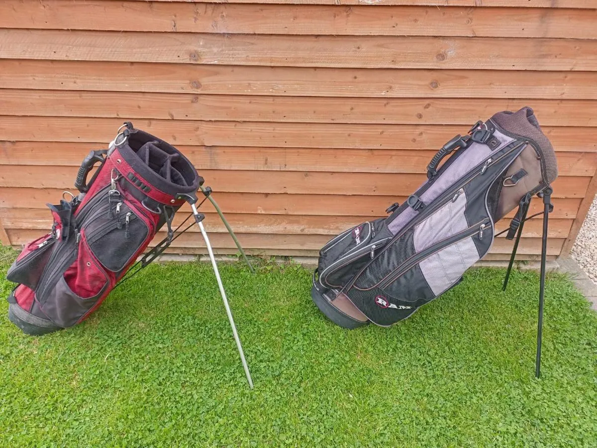 Two golf bags with stands. - Image 4