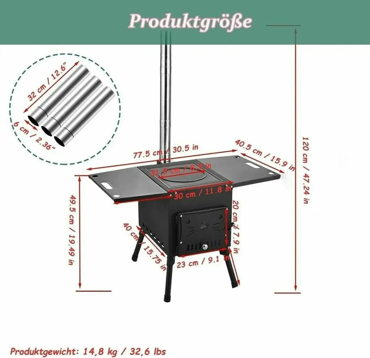 Cast Iron Portable Wood Stove – Outdoor Camping - Image 4