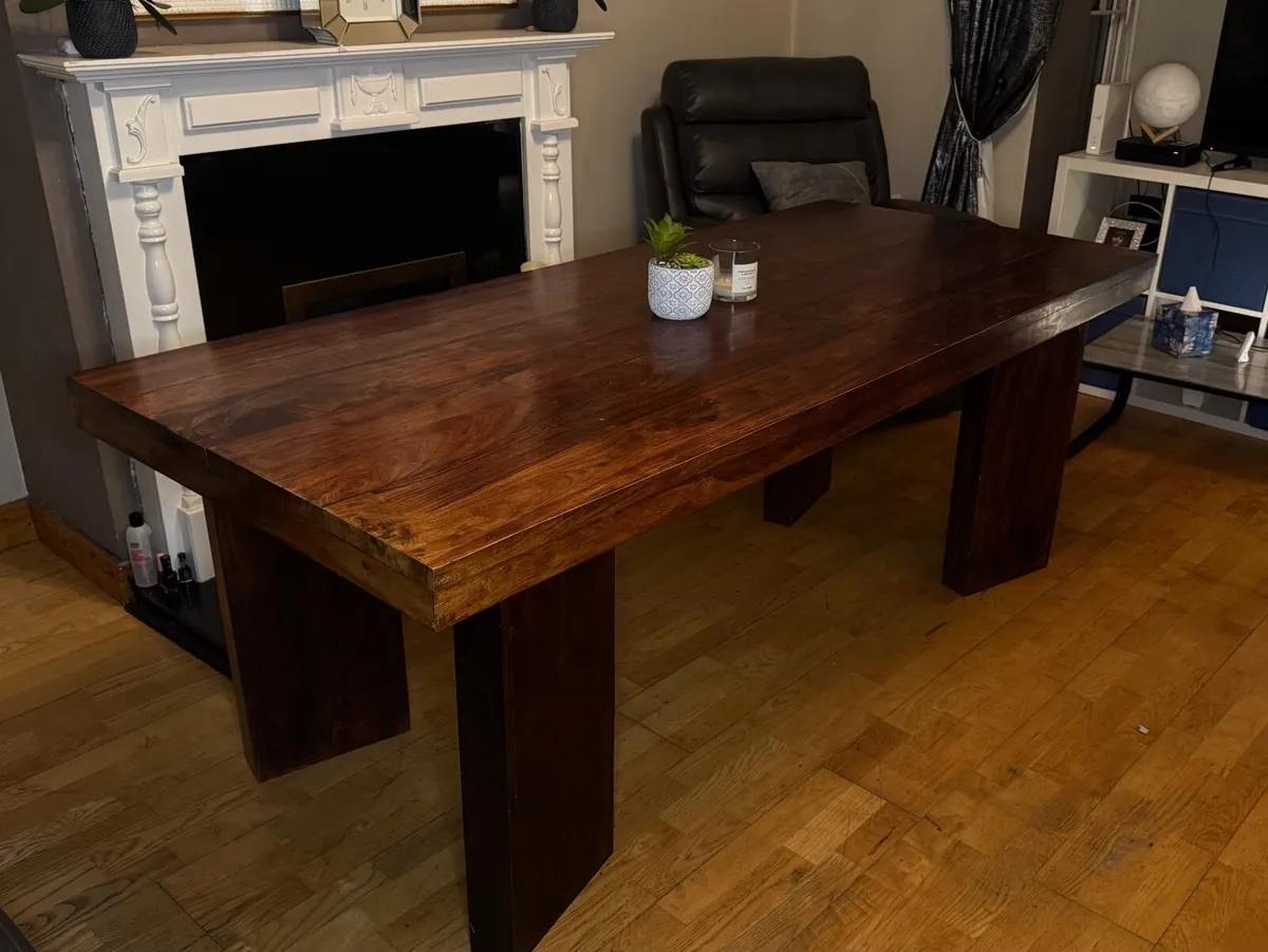 Beautiful Solid Stained Oak Table - Image 1