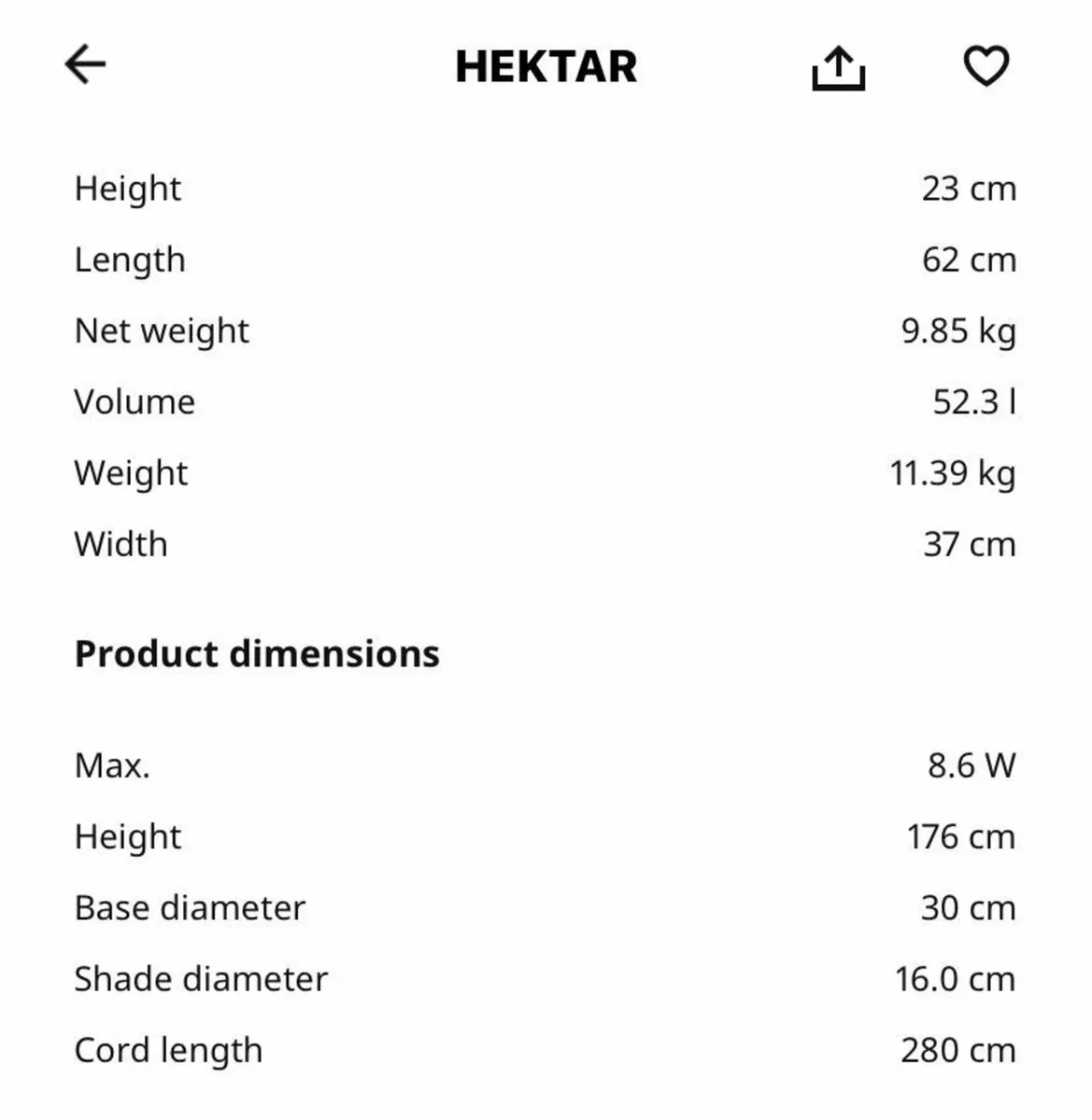 IKEA Hektar Floor Lamp White - Image 1
