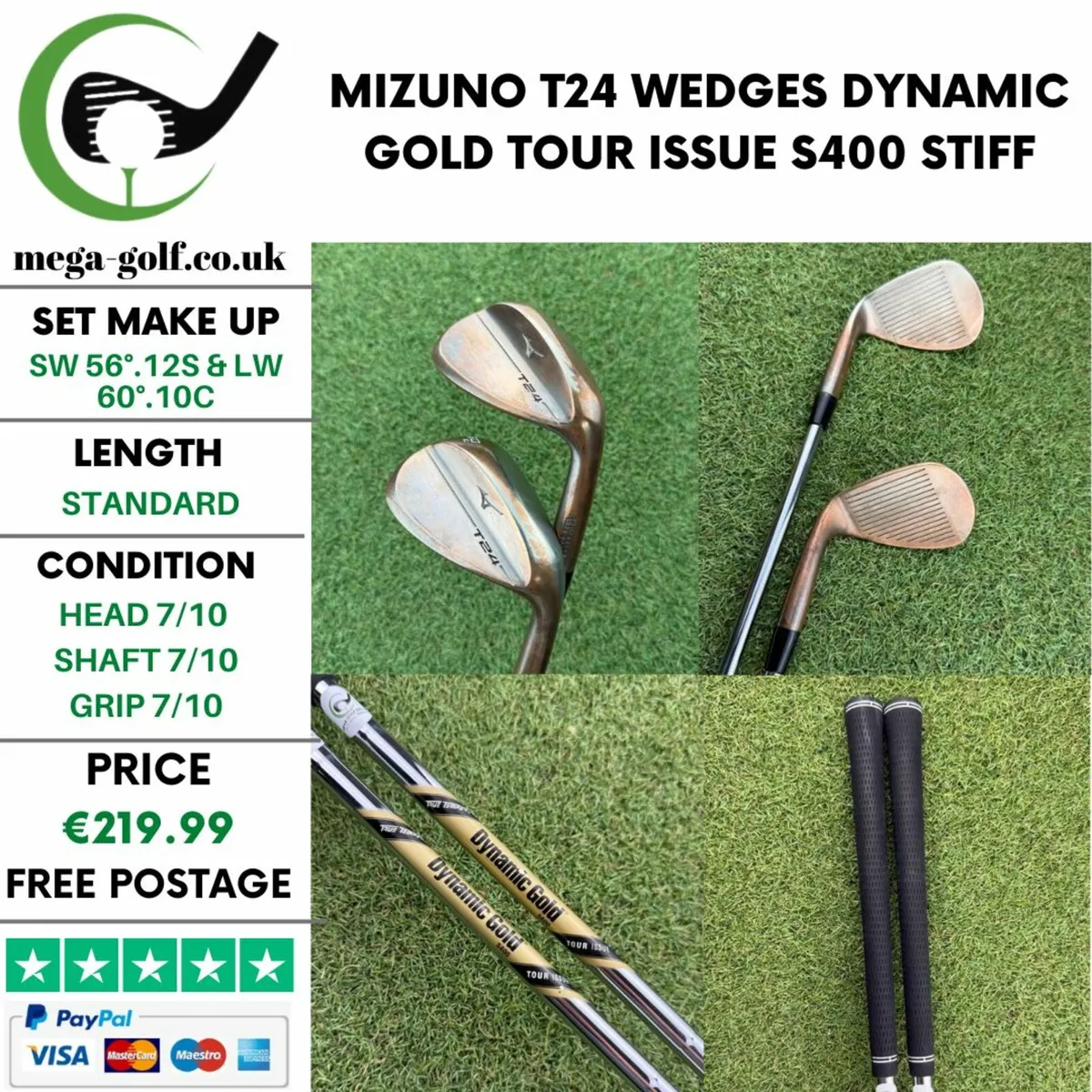 MIZUNO T24 WEDGES SW 56°.12S / LW 60°.10C / STIFF - Image 1