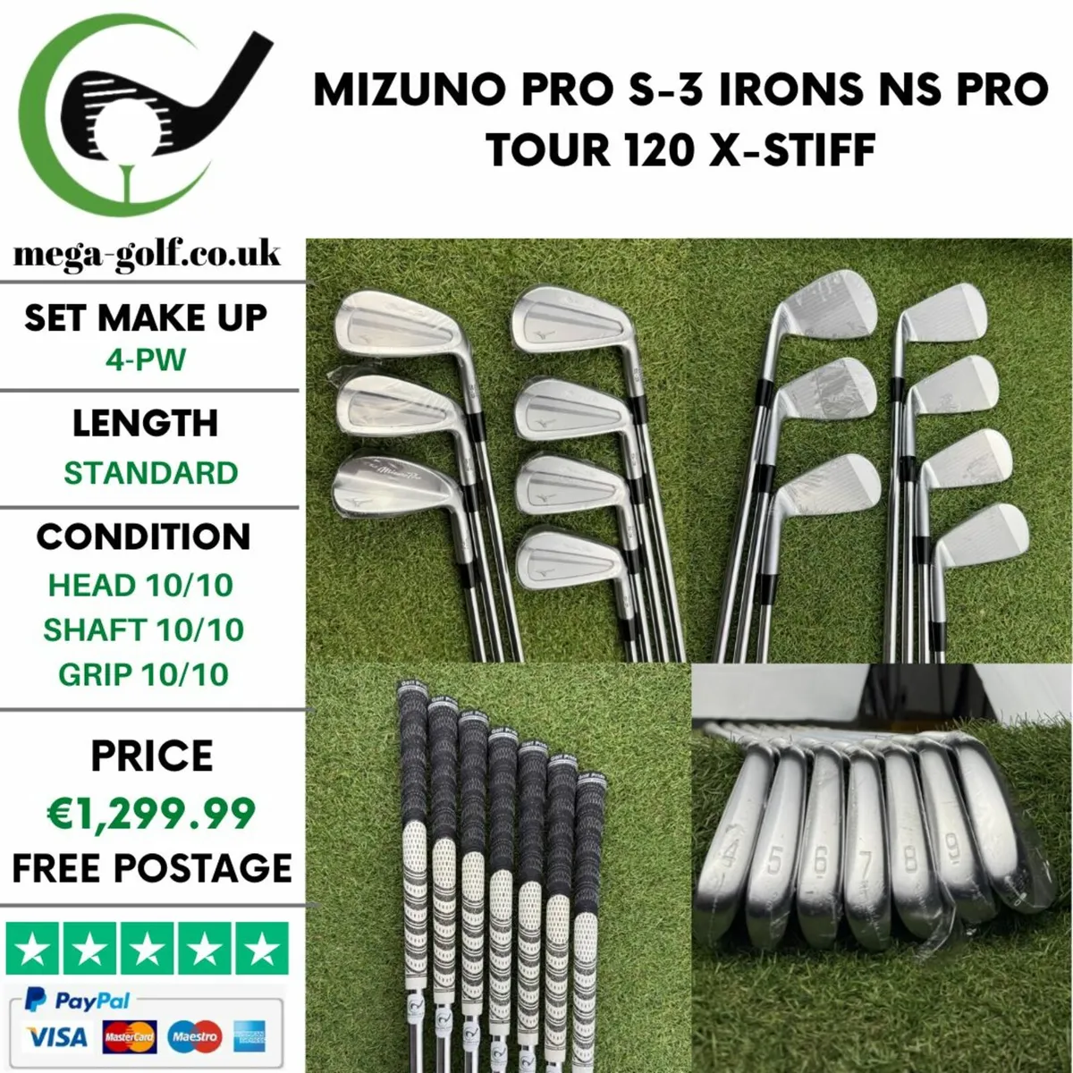 MIZUNO PRO S-3 IRONS / 4-PW / X-STIFF - Image 1