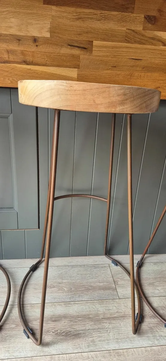 Solid Wood Kitchen Counter Bar Stools (Set of 3) - Image 3