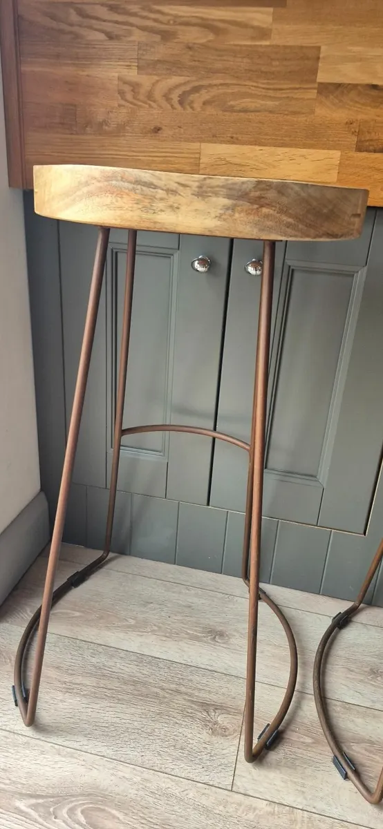 Solid Wood Kitchen Counter Bar Stools (Set of 3) - Image 4