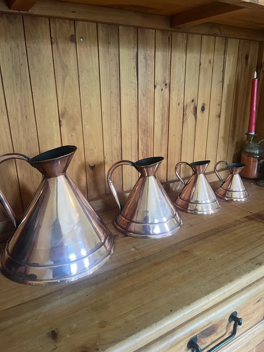 Antique Copper Graduating Haystack Measure Jugs - Image 2