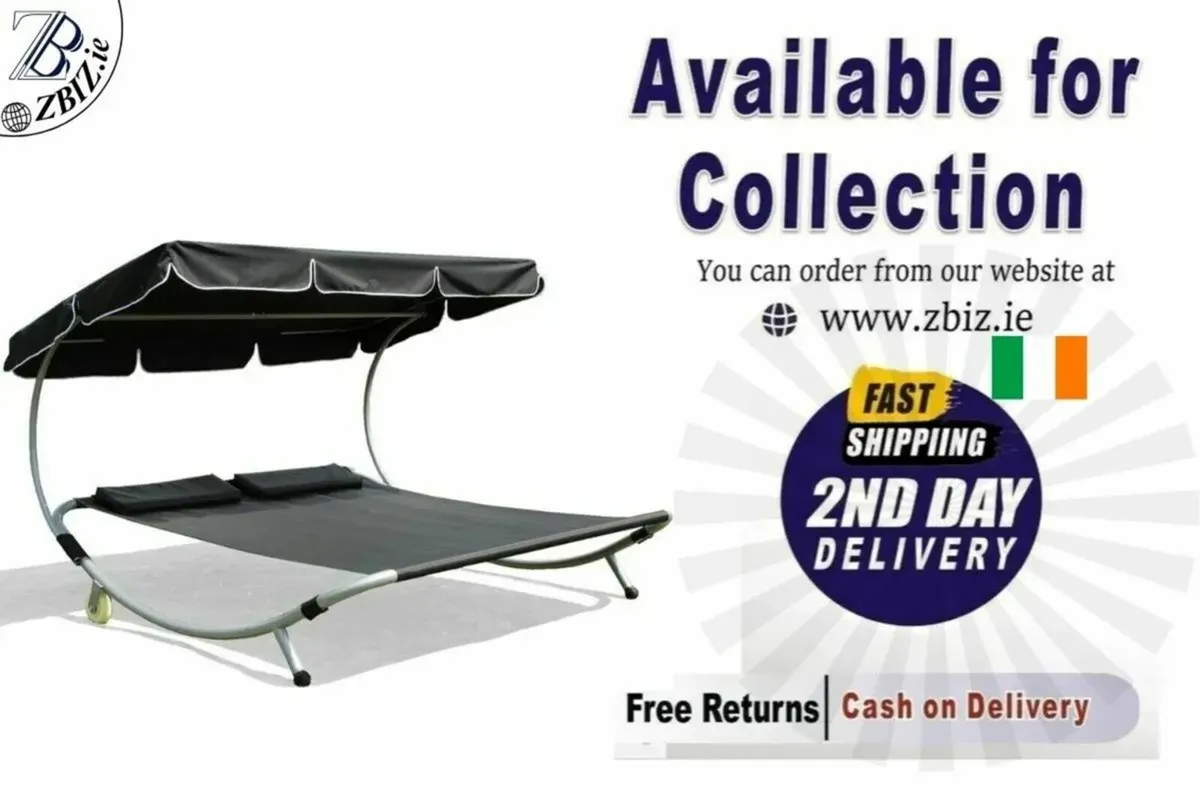 Lounger with Canopy for 2 People Outdoor Use - Image 1