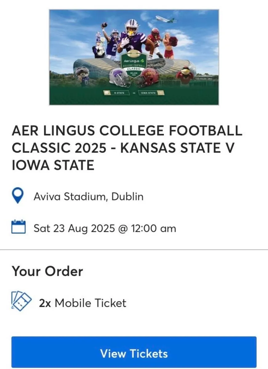 Aer Lingus Football Classic 2025 - 2 tickets