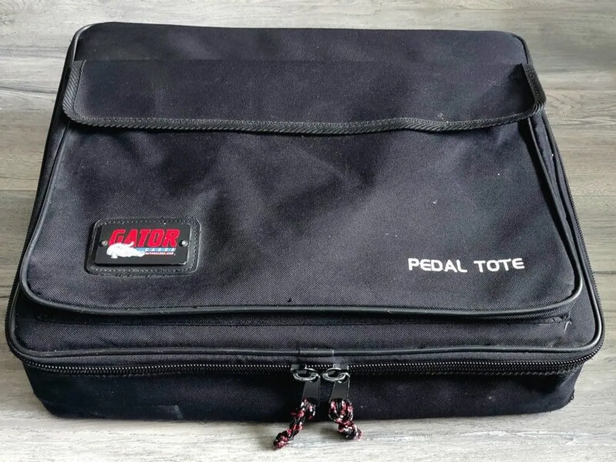 Electric guitar pedals in tote - Image 2