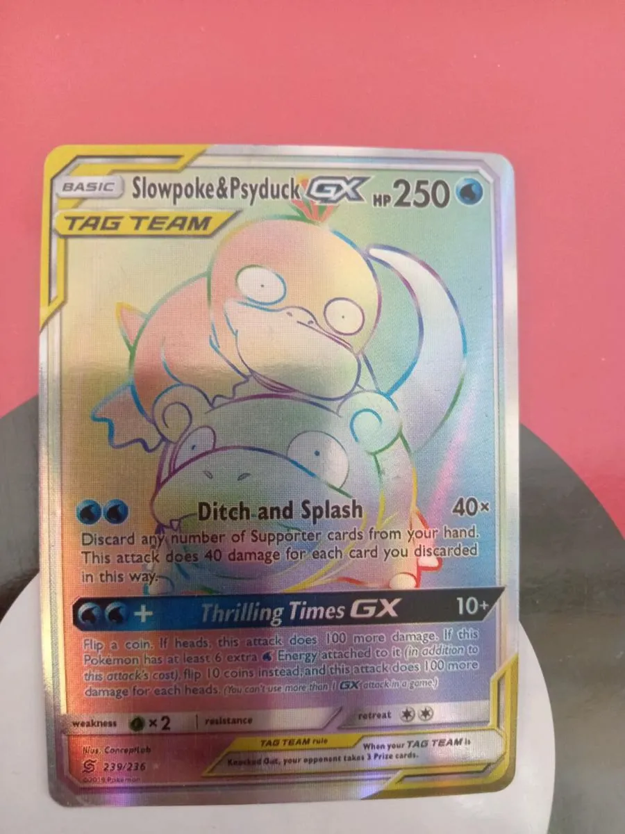 Slowpoke & Psyduck tag team rainbow rare GX 239/23 - Image 2