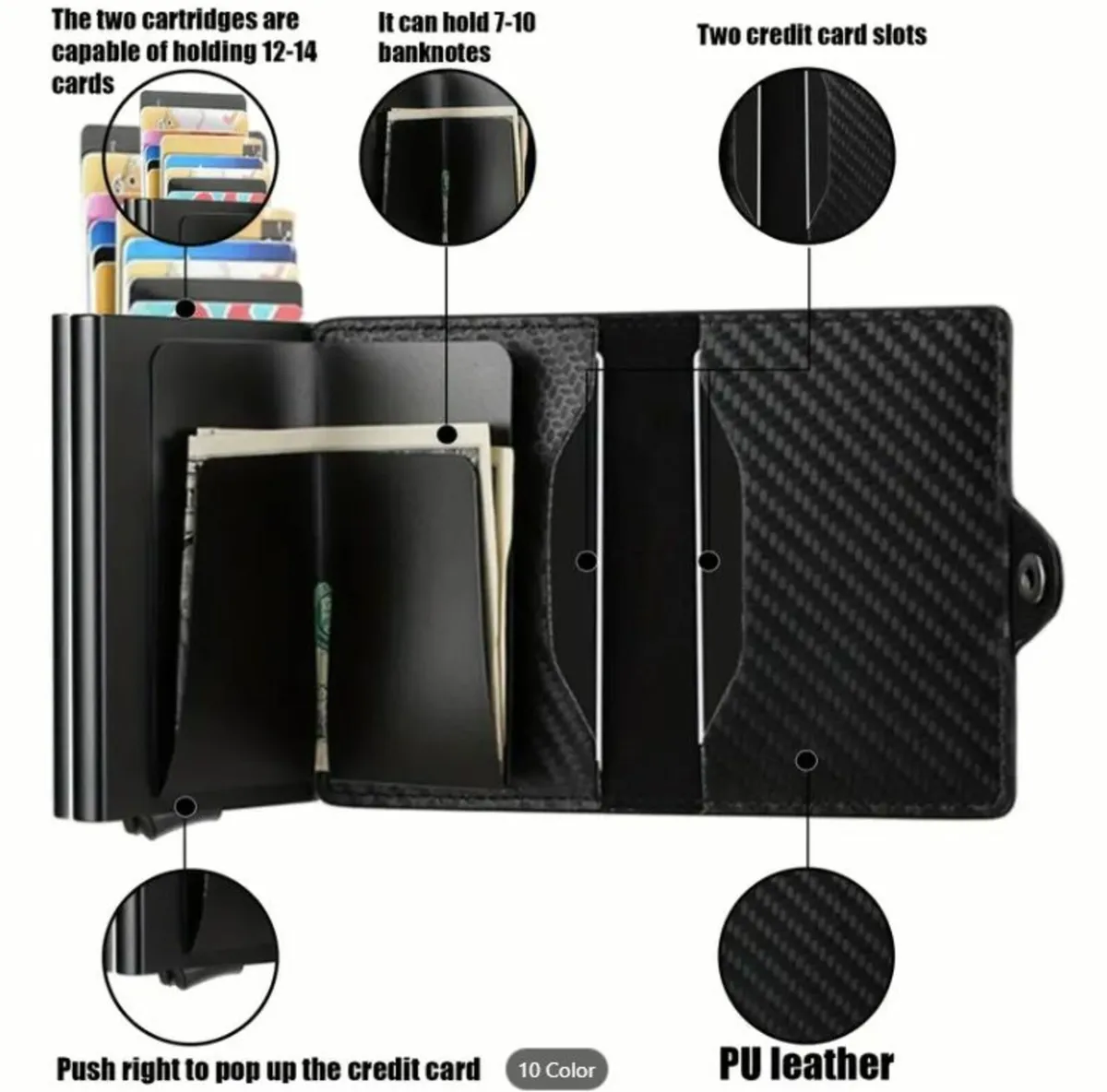 RFID Double Wallet Faux Leather - Image 3