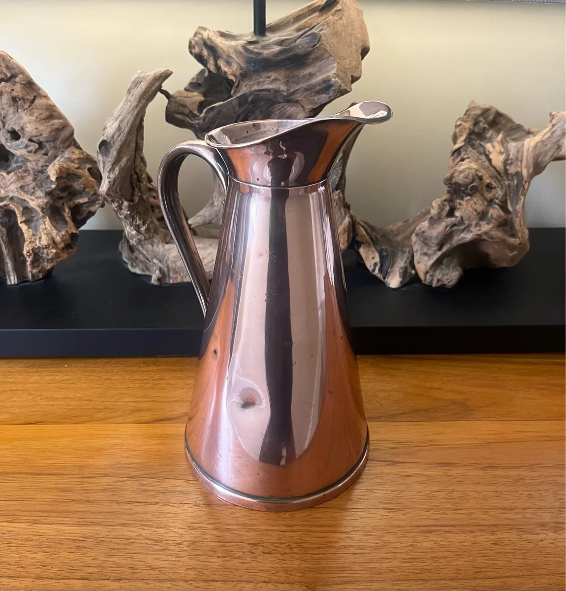 Antique J.S & S England Copper Willow Jug - Image 1