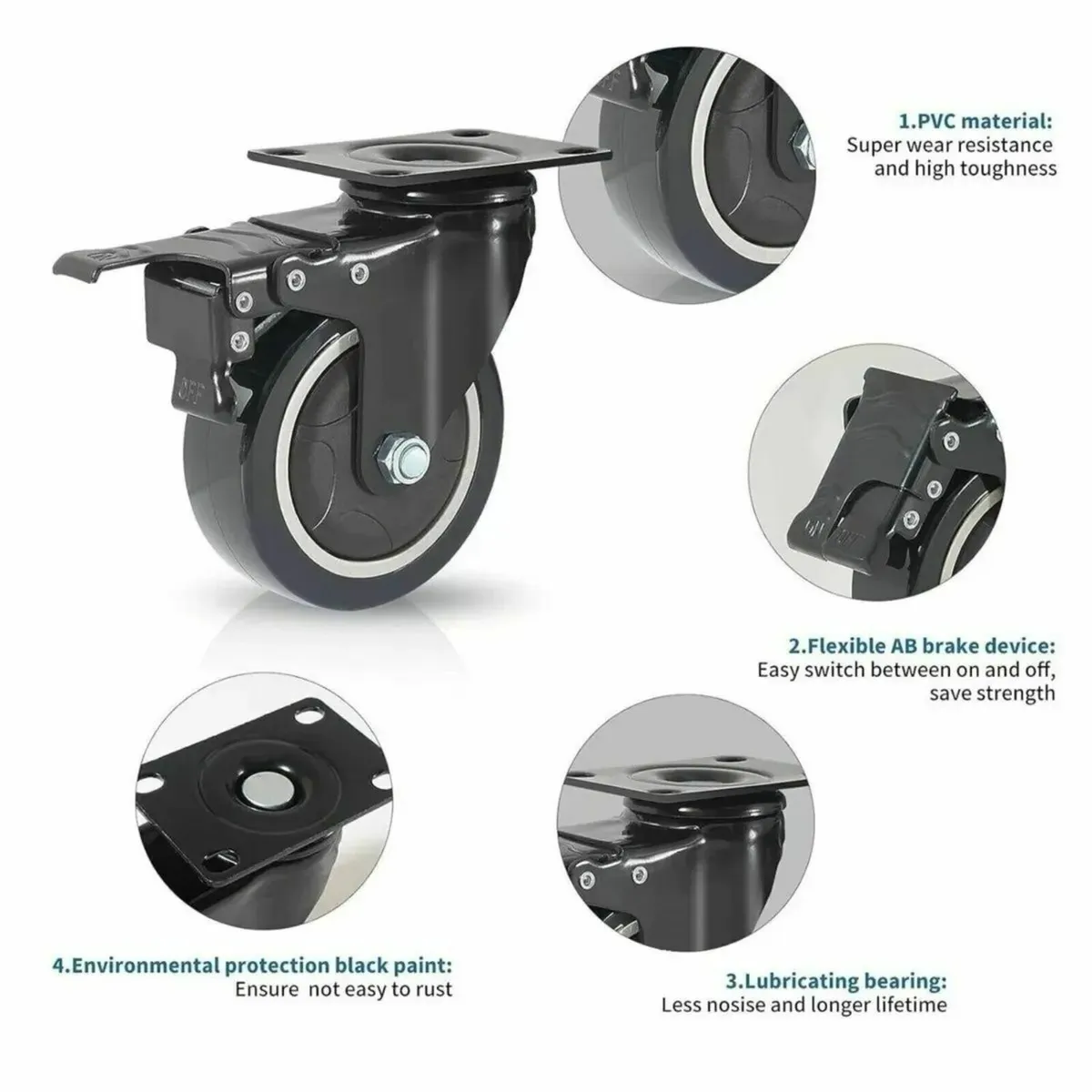 Castor Wheel 50mm Heavy Duty 200KG Capacity - Image 2