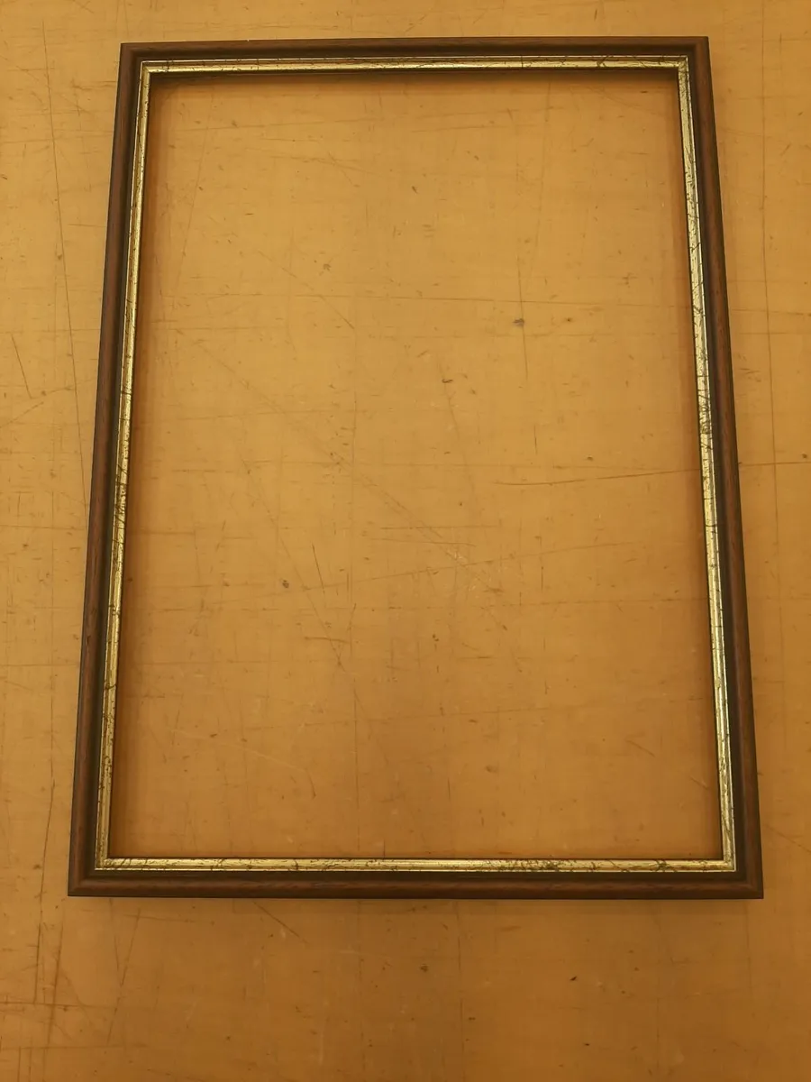 3 empty solid wood mahogany finish frames. - Image 1