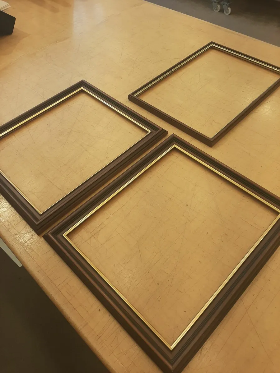 3 empty solid wood mahogany finish frames. - Image 4