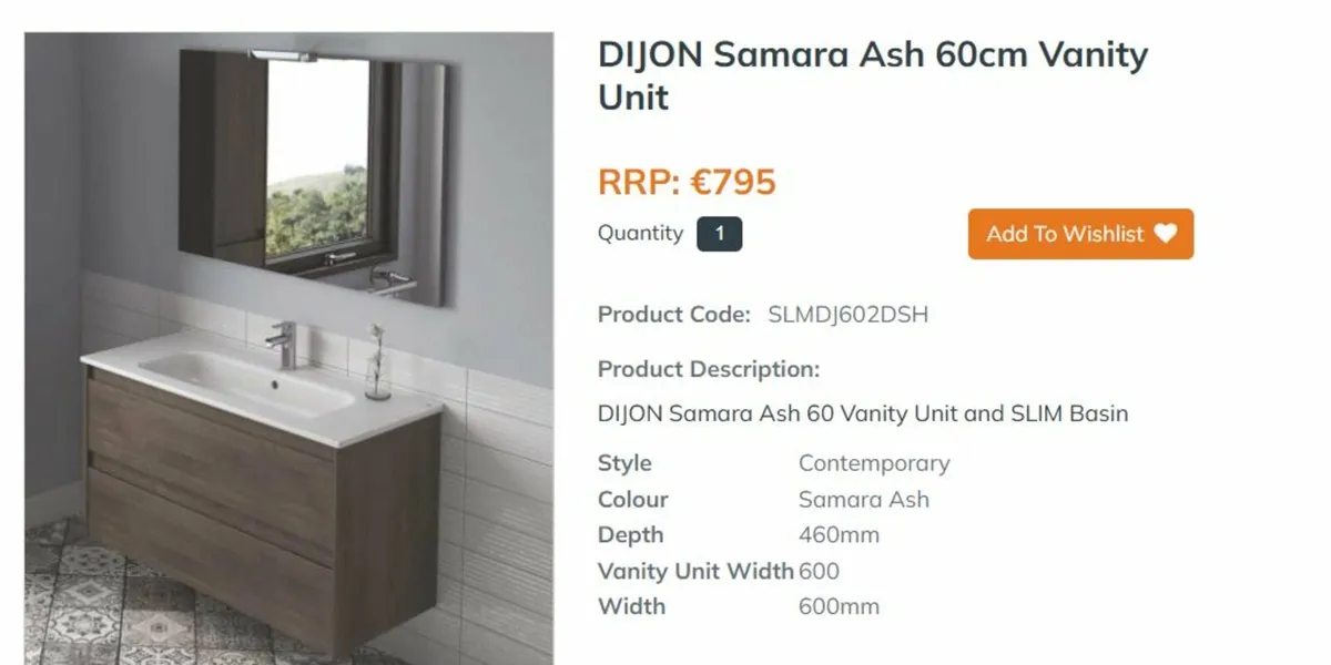 60 cm Sonas DIJON Vanity Unit - Image 2