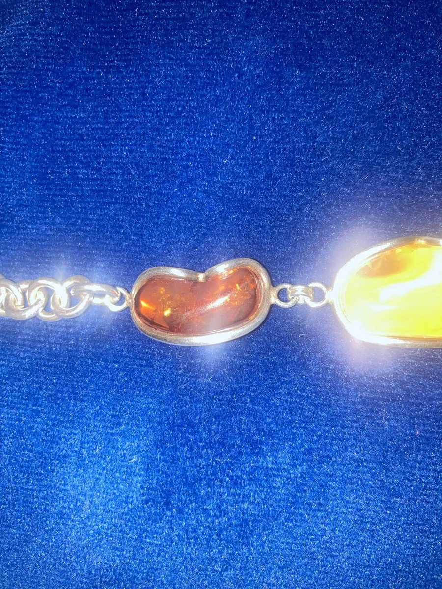 Sterling Amber Stone Bracelet - Image 1