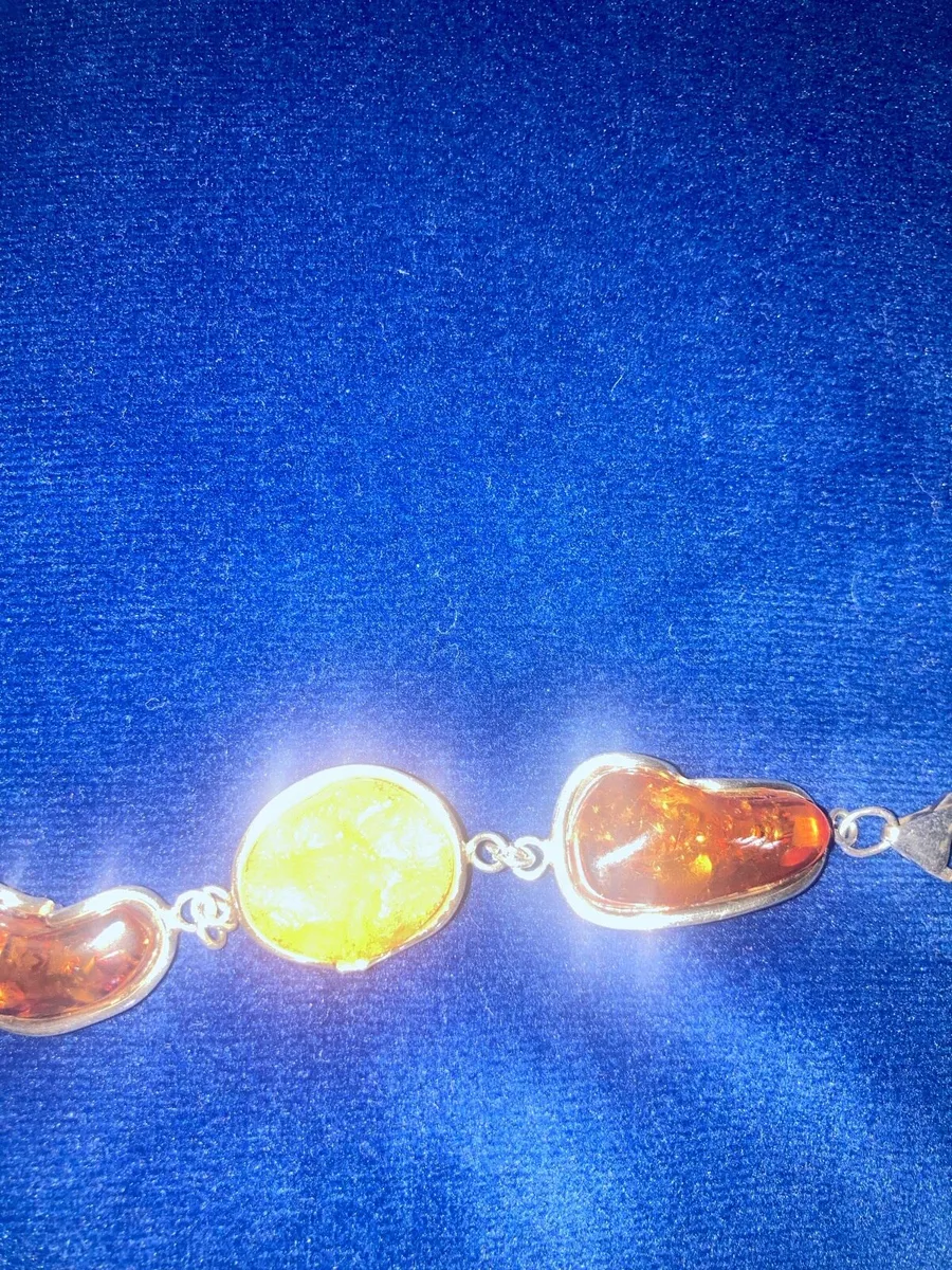 Sterling Amber Stone Bracelet - Image 3