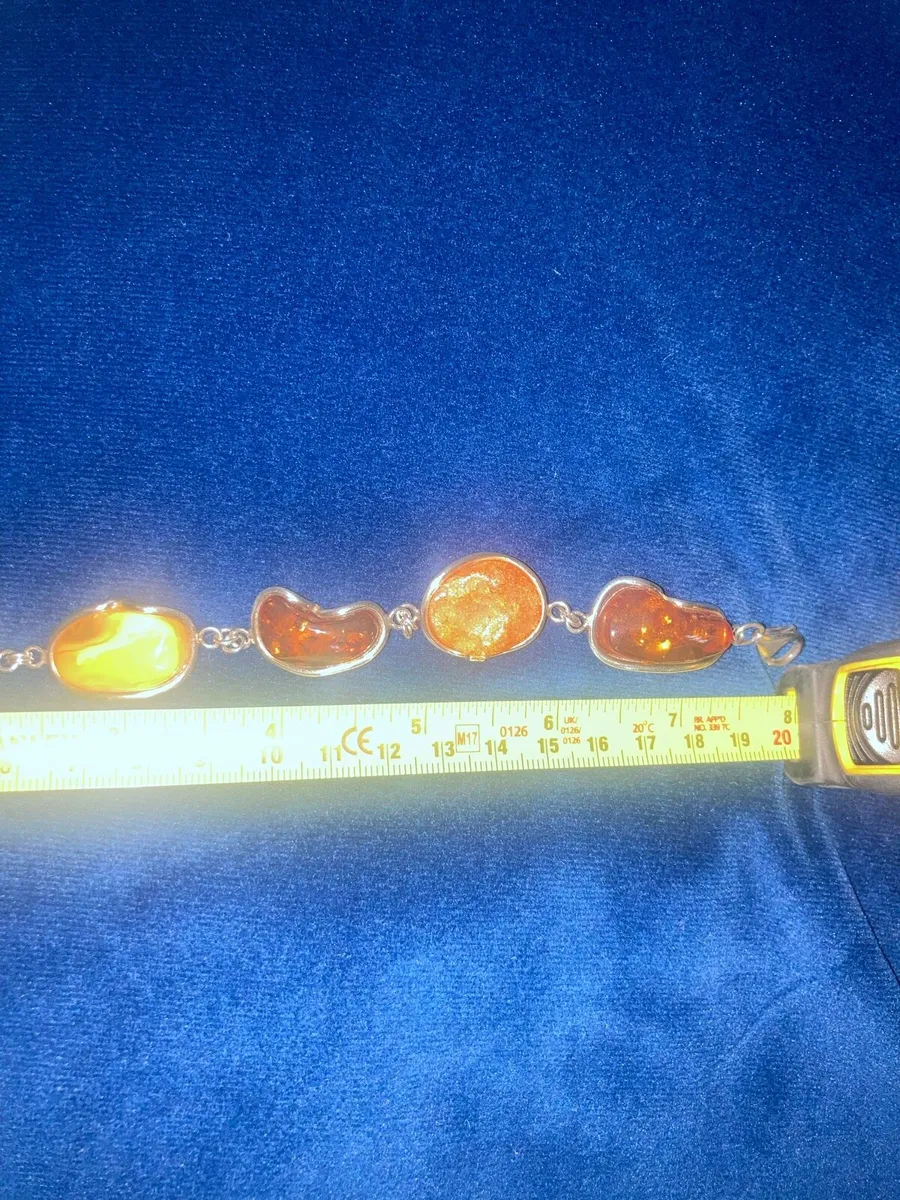 Sterling Amber Stone Bracelet - Image 4