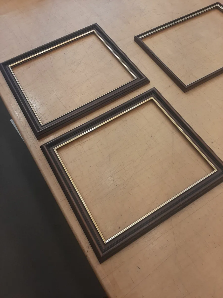 3 empty solid wood mahogany finish frames. - Image 3