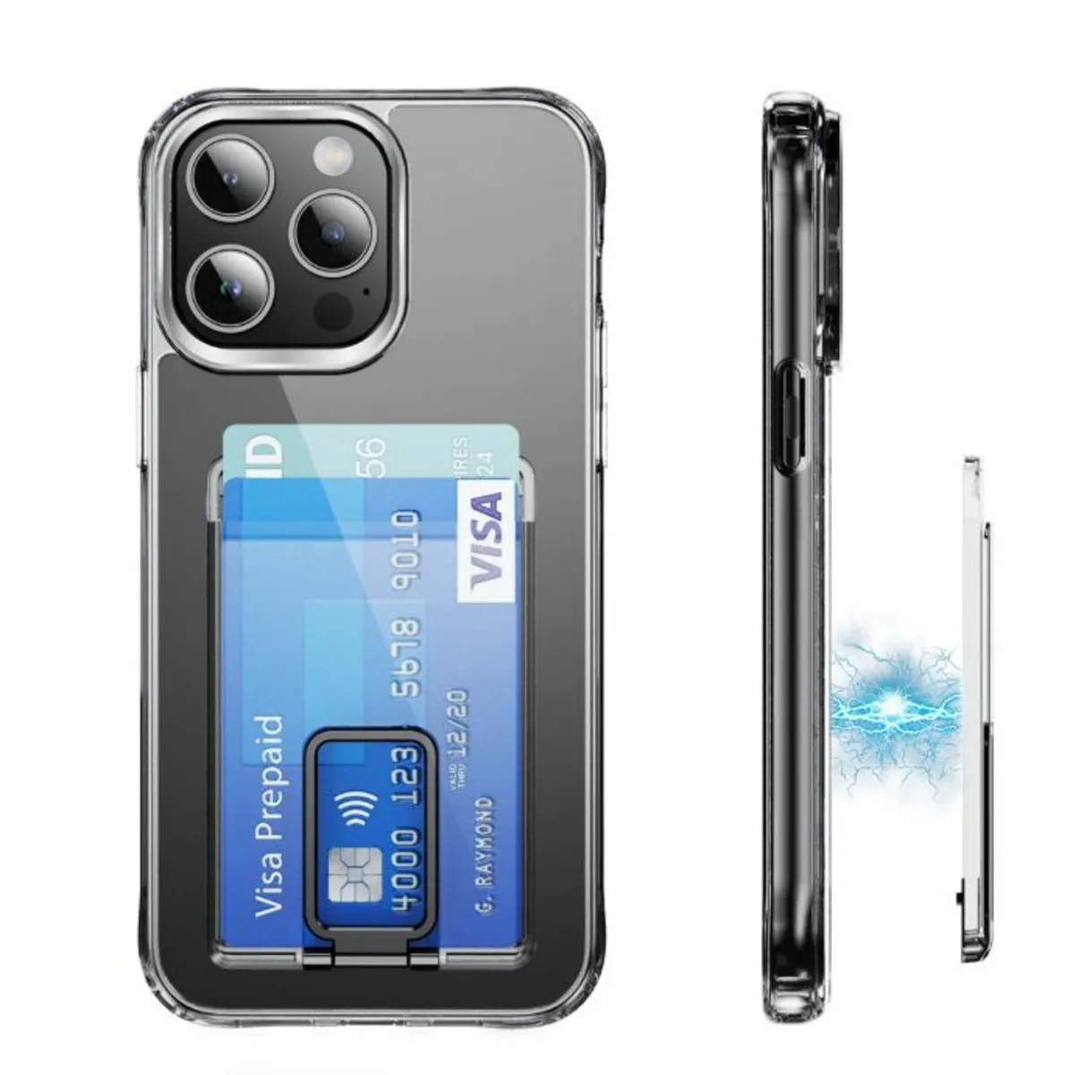 crystal clear phone wallet with stand - Image 2