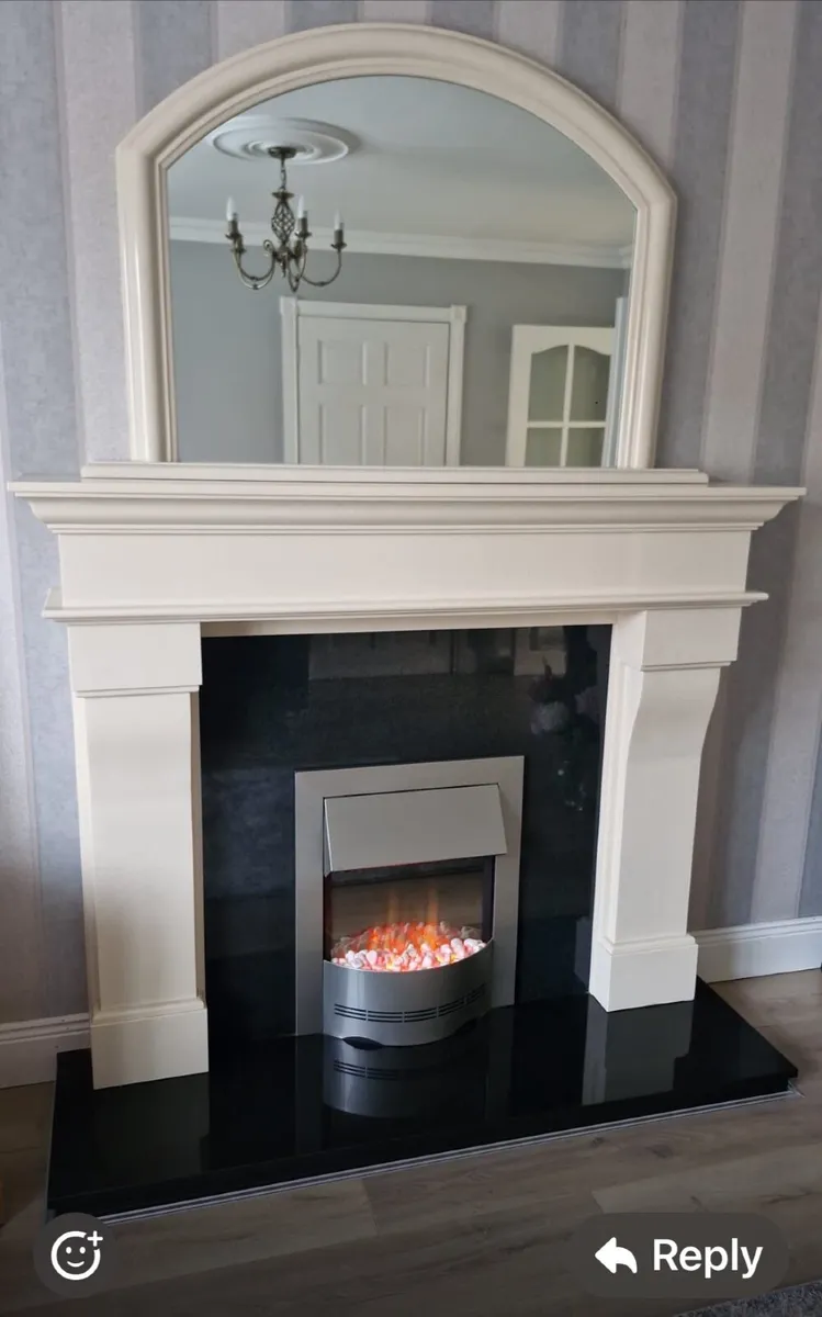 Marble fireplace and mirror - Image 1