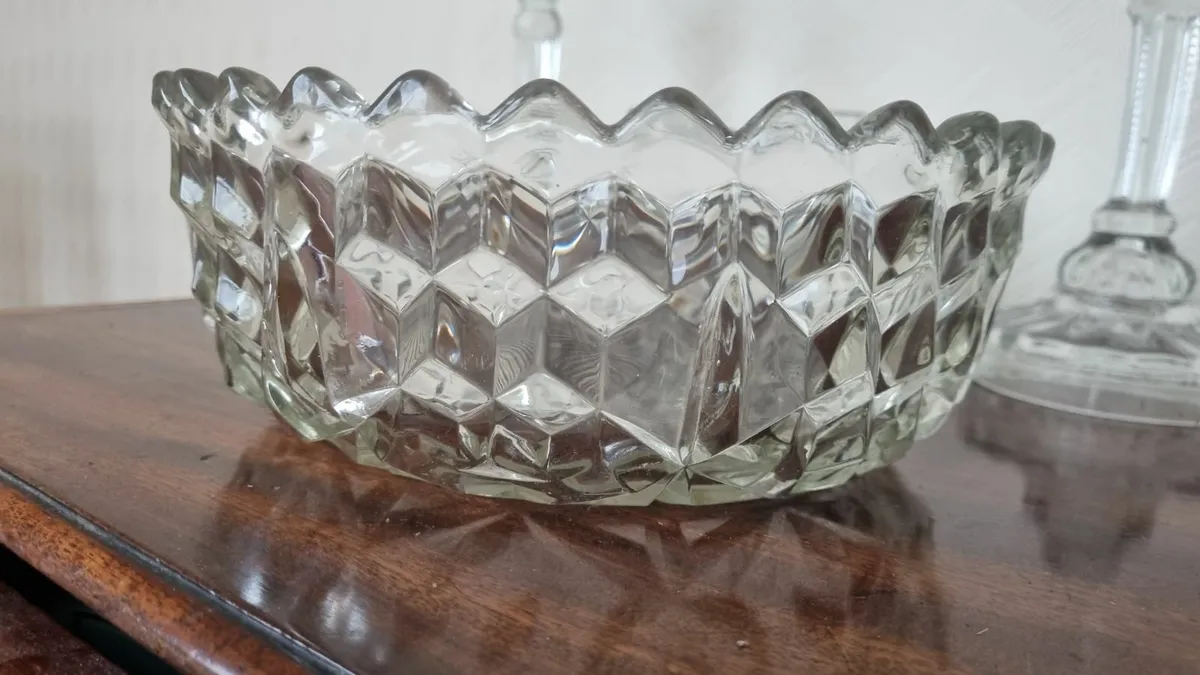 Antique Crystal Sunburst Bowl - Image 1