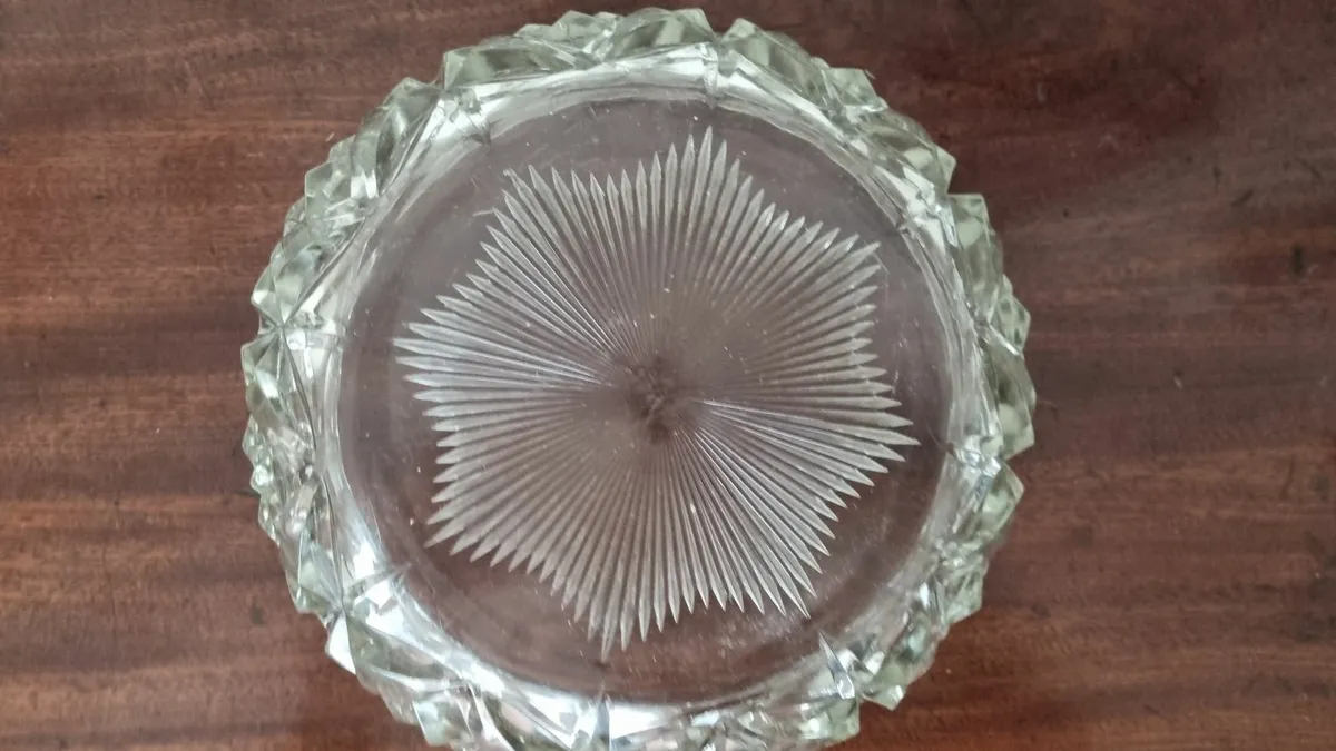 Antique Crystal Sunburst Bowl - Image 2