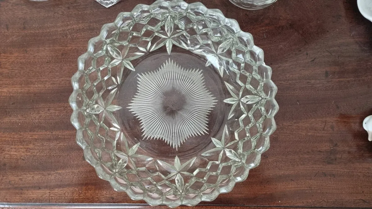 Antique Crystal Sunburst Bowl - Image 3