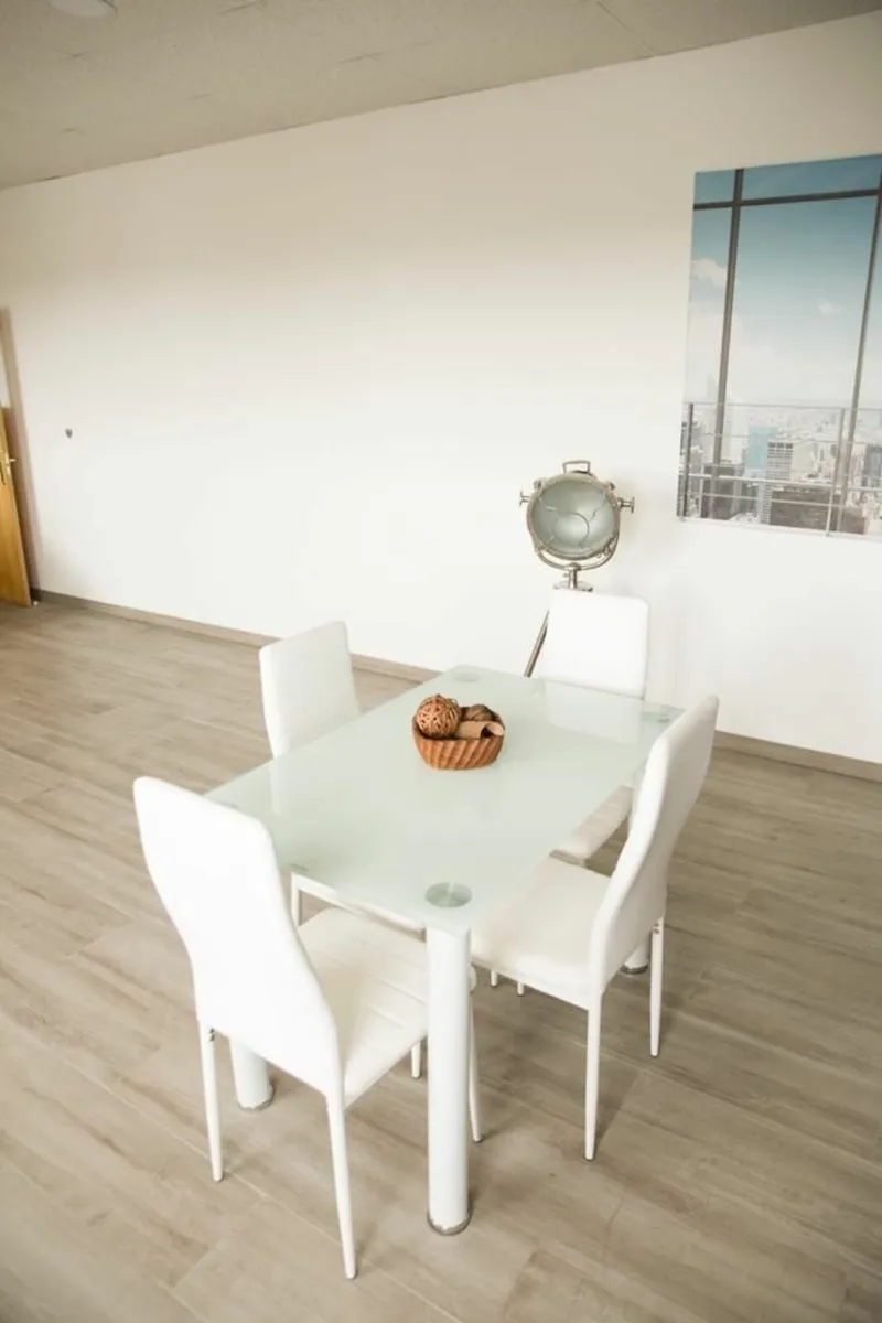 Compact Glass Dining Table Set Seats 4, White - Image 3
