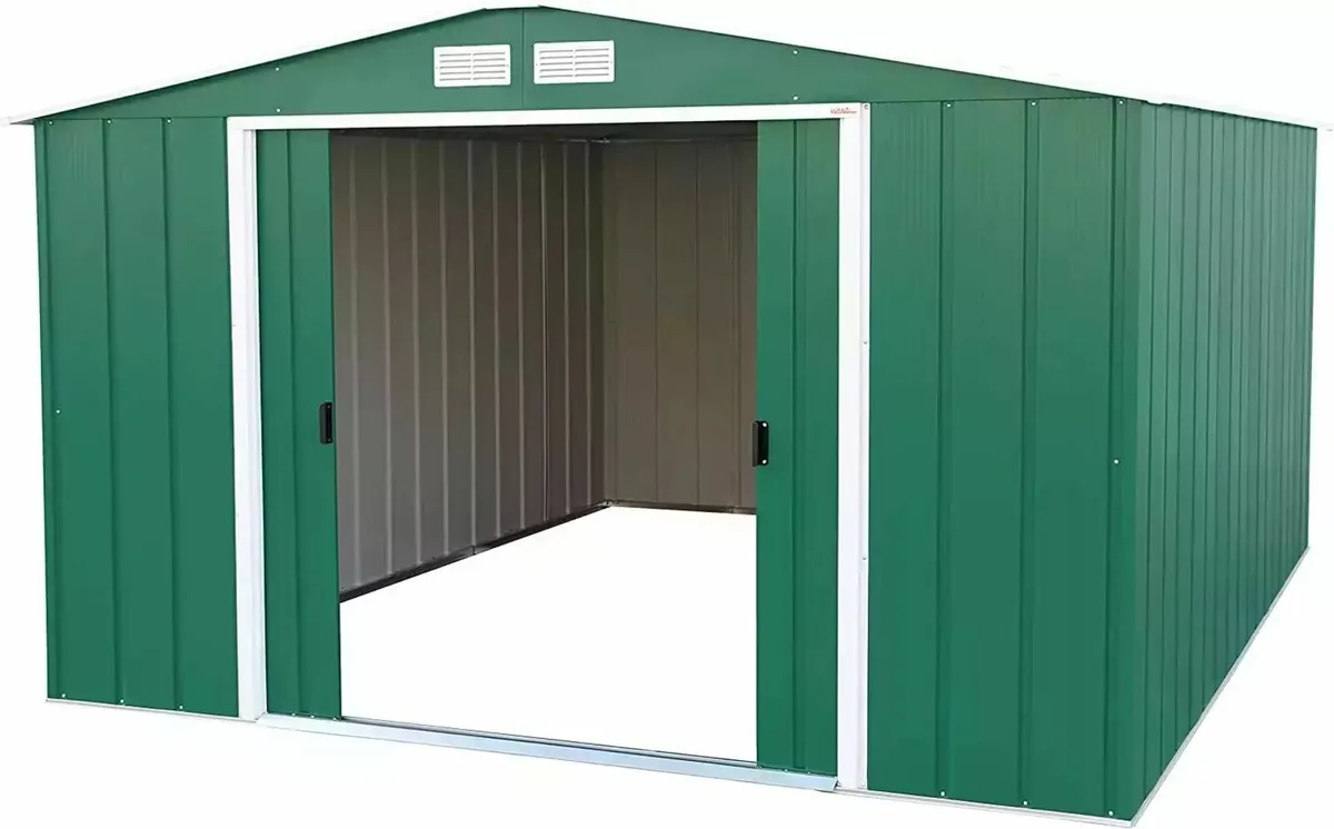 Steel Garden Shed 10x12 Anthracite Grey or Green - Image 1