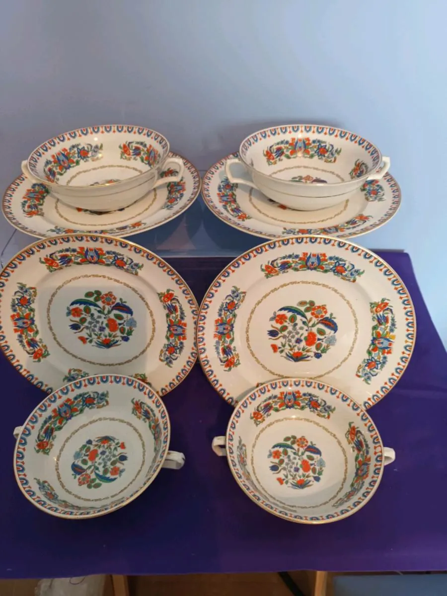 Set of 4 Warring & Gillows SOUP Bowls and Plates - Image 1