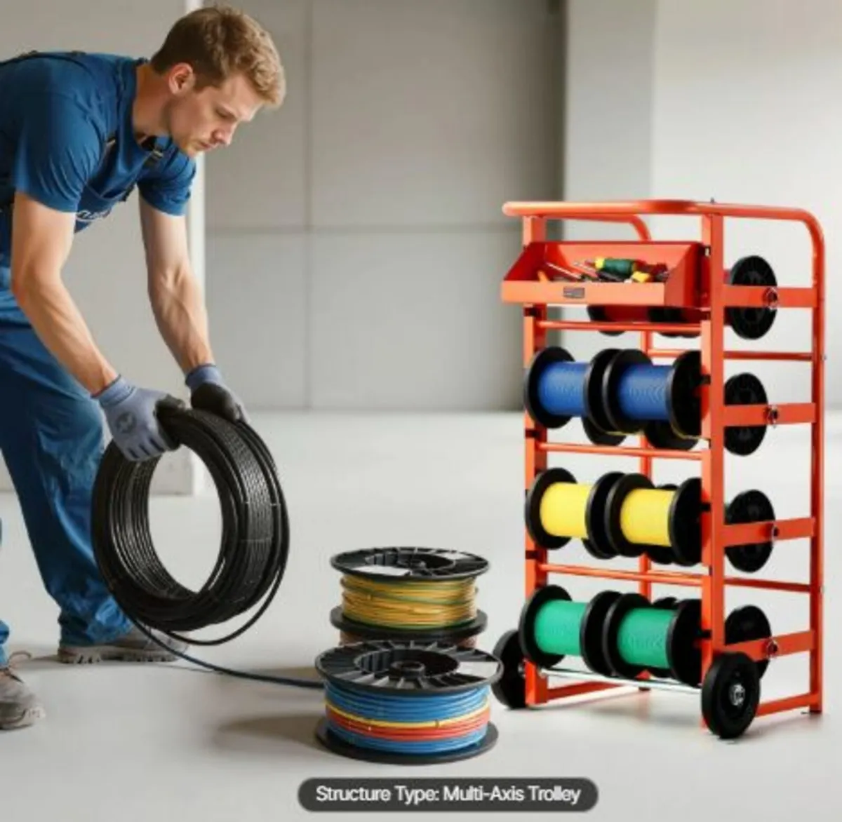 Wire Spool Rack 11 Rods Cable Caddy for Industrial - Image 4