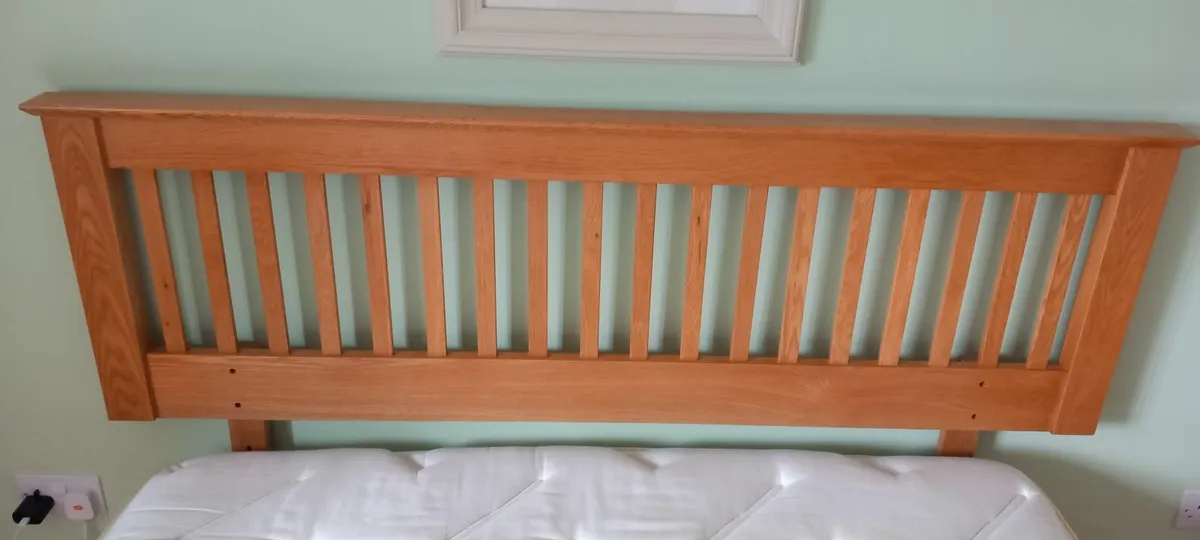 King size bed with oak headboard - Image 3