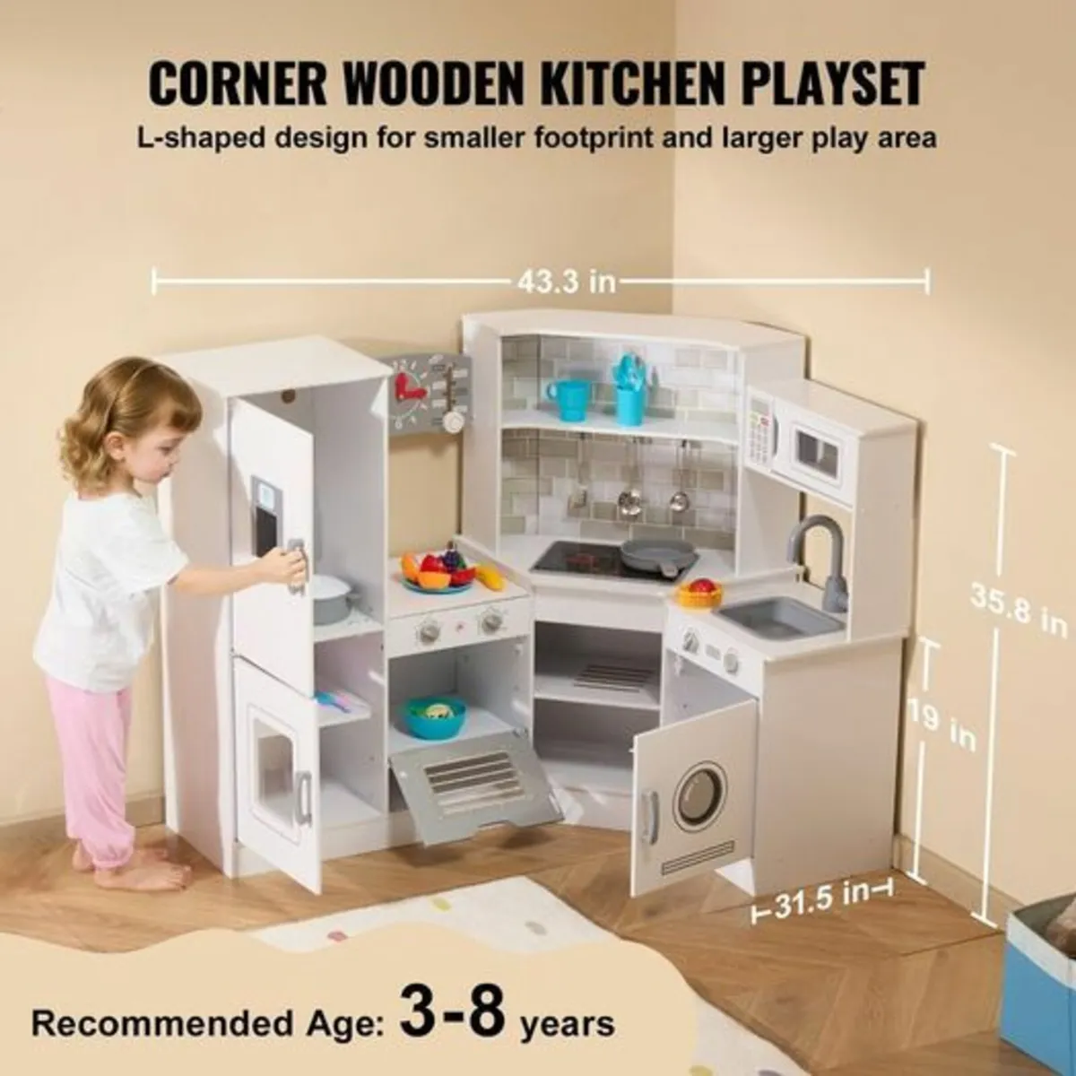 Kitchen Playset Kids Pretend Cooking Play Toy 24 P - Image 3