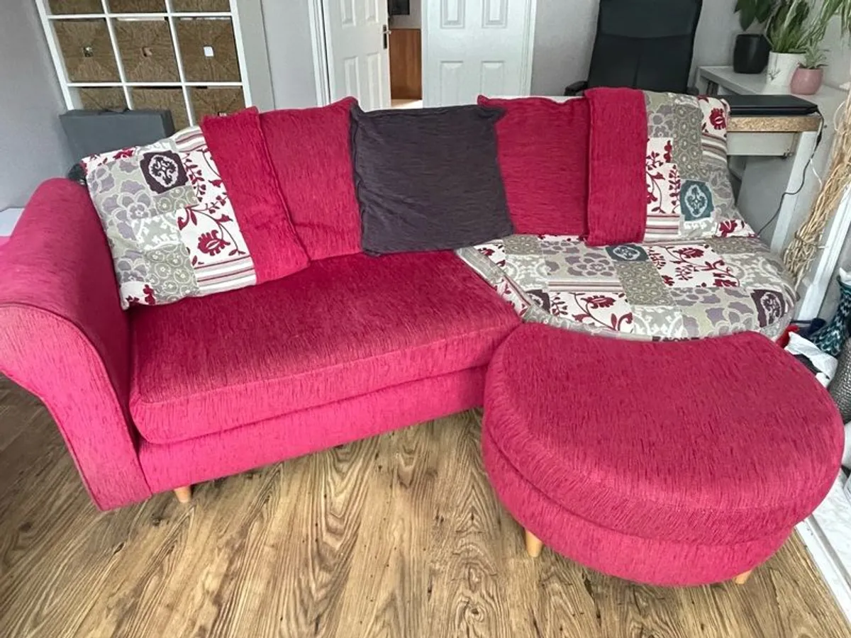 DFS 3 Seater Sofa with Armchair & Stool - Image 3