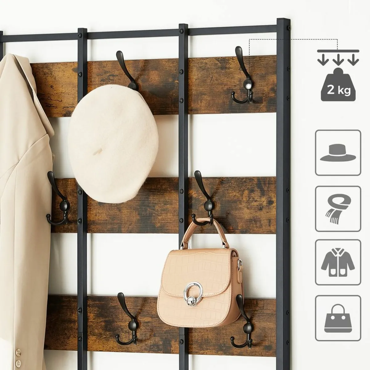 Coat Rack Vintage Brown  Rustic - Image 3