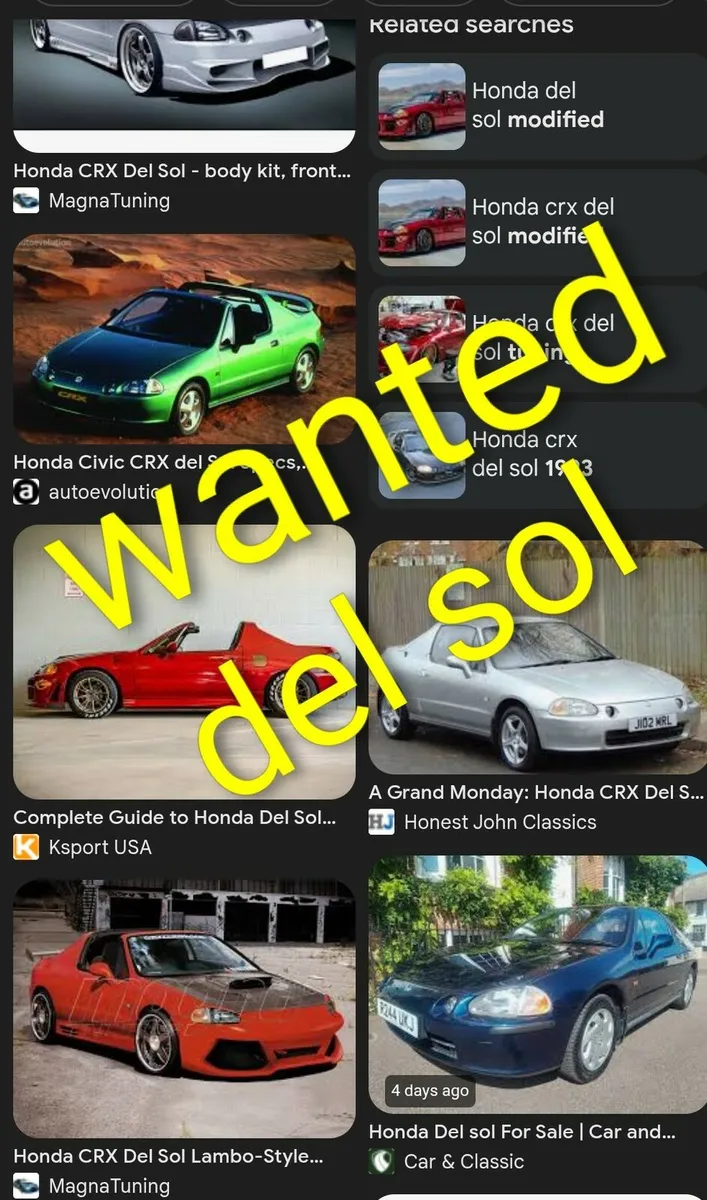 Honda crx del sol wanted cash waiting