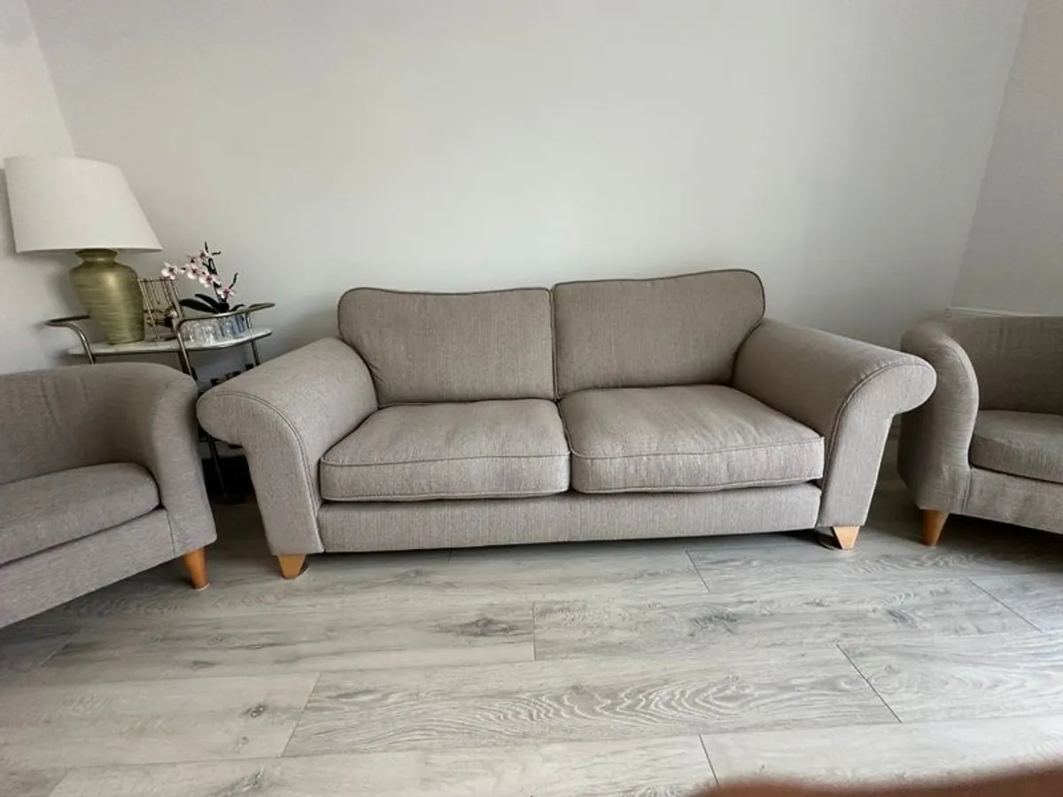 3 Seater Fabric Sofa with 2 matching Armchairs - Image 2