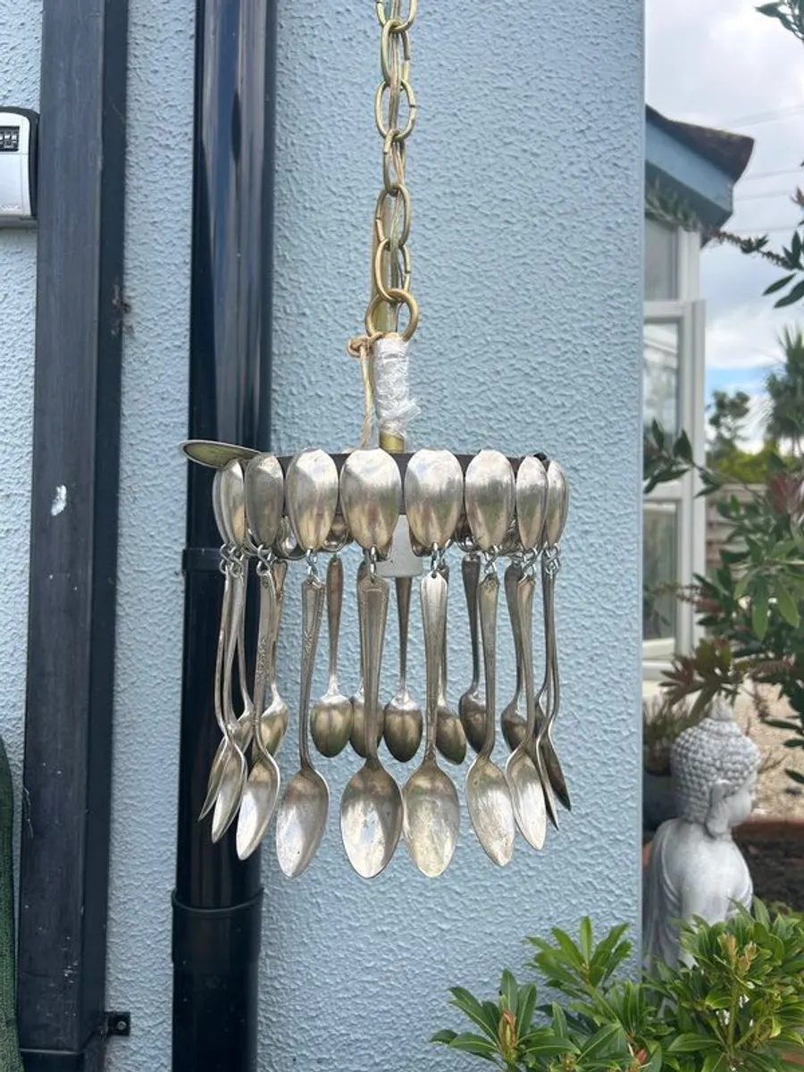 Pair of silver spoon chandeliers - Image 2