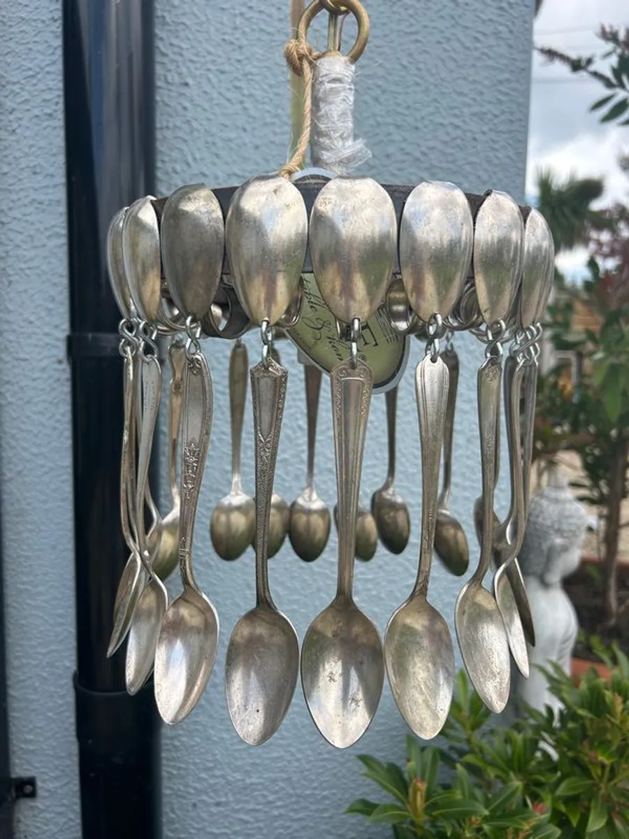 Pair of silver spoon chandeliers - Image 3