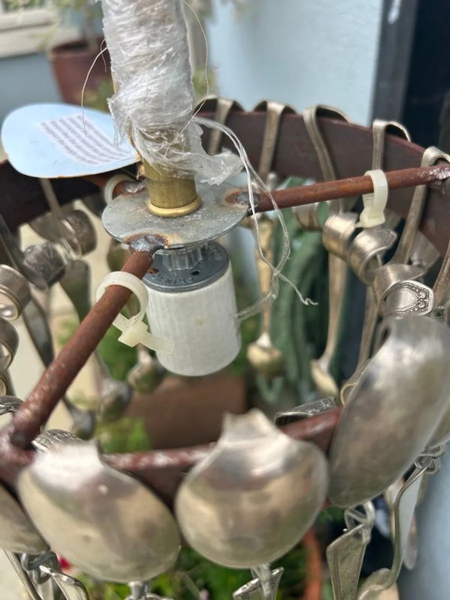 Pair of silver spoon chandeliers - Image 4
