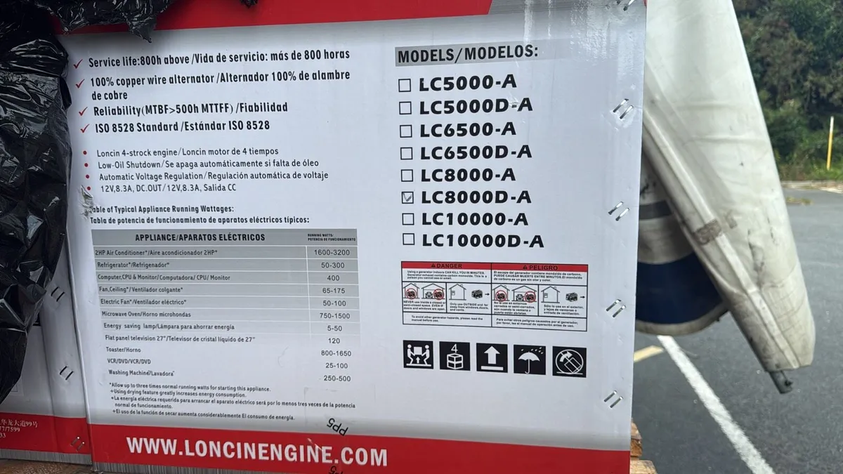 Loncin LC6500D-AS AVR GENERATOR - Image 2