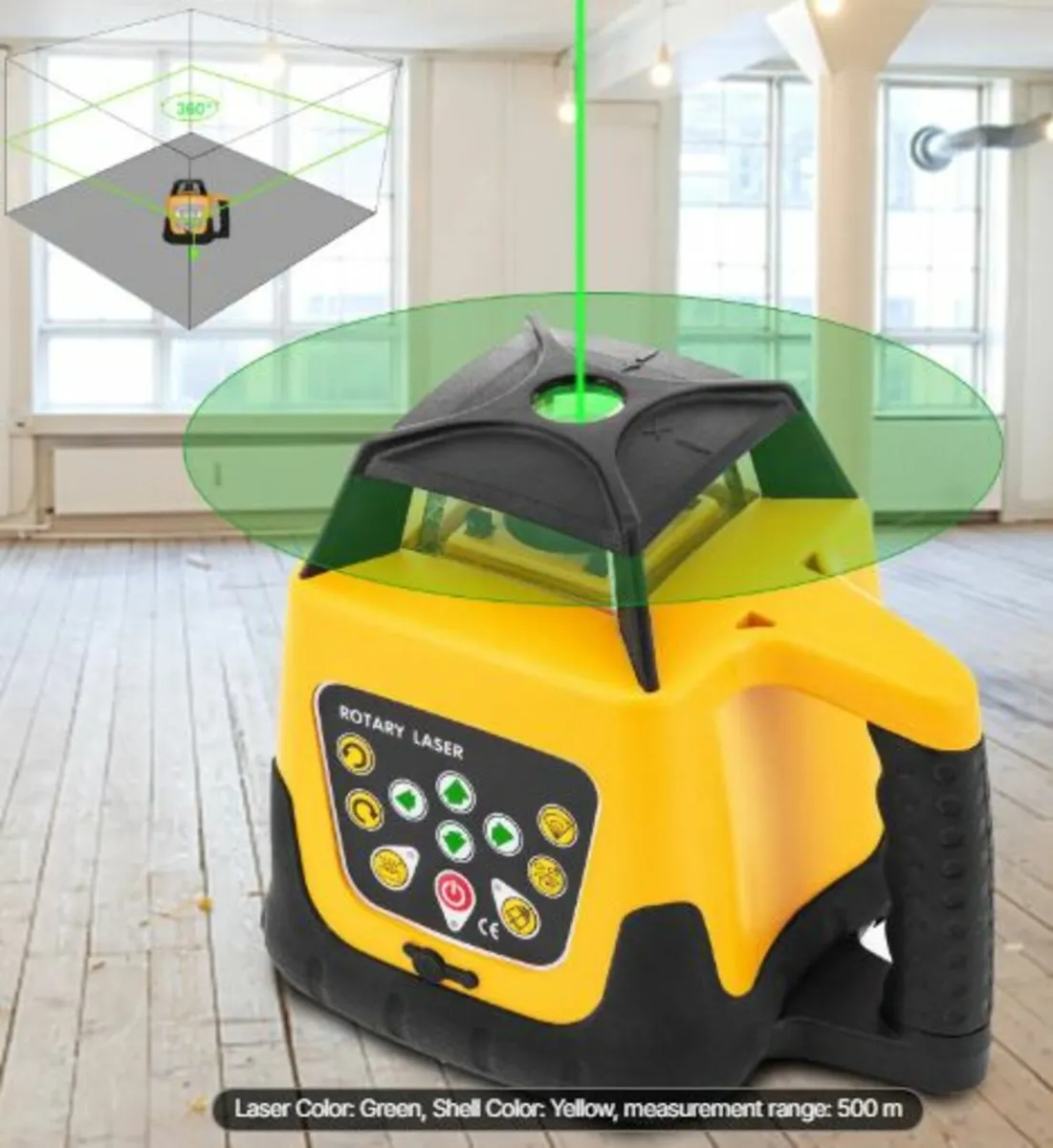 Rotary Laser Level Green Beam 500m Range Slope - Image 2