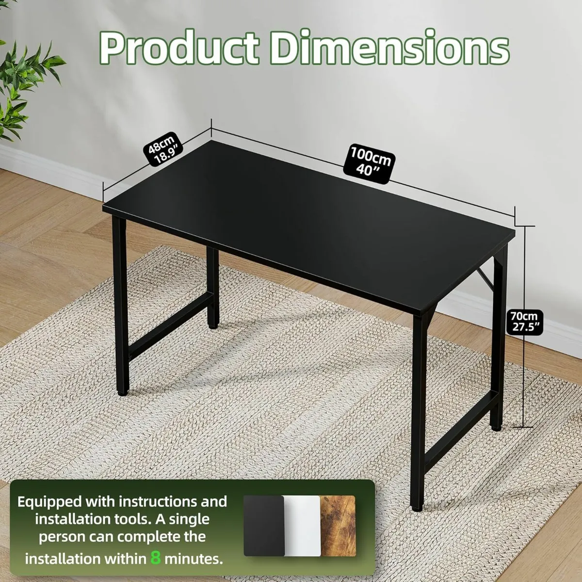 100cm Computer Home Office Desk Study Gaming Black - Image 3