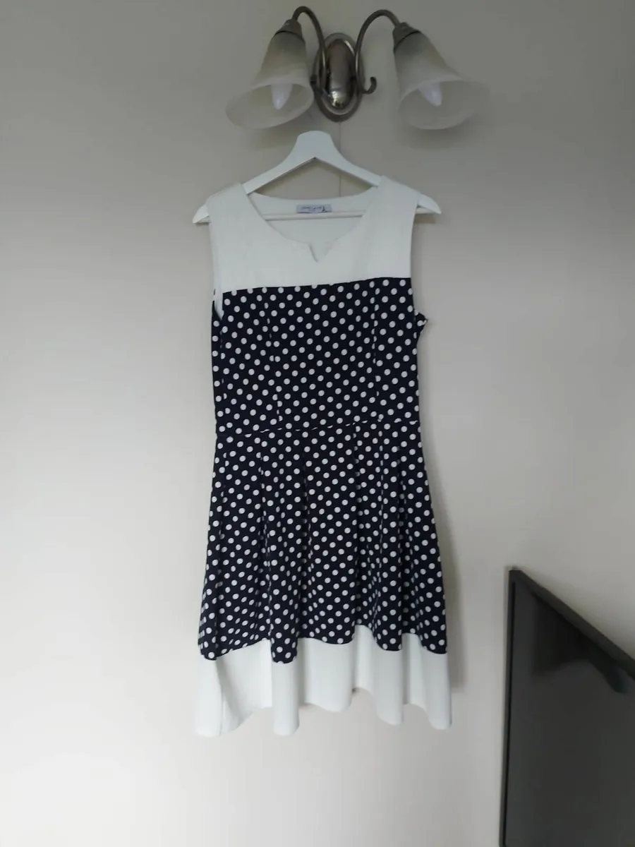 Polka Dot Dress in Navy & White - Image 1